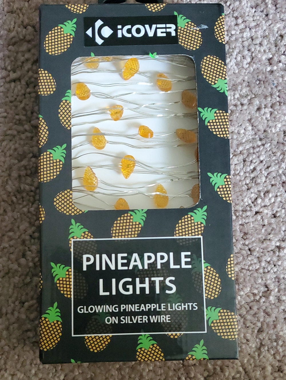 Cove Pineapple String Lights - Amber Pineapple LEDs on Silver Wire